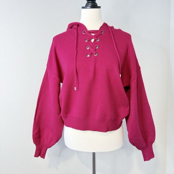 Philosophy Sweaters - Philosophy Republic Clothing Cardinal Red Lace-Up Hoodie Sweater Women's Small